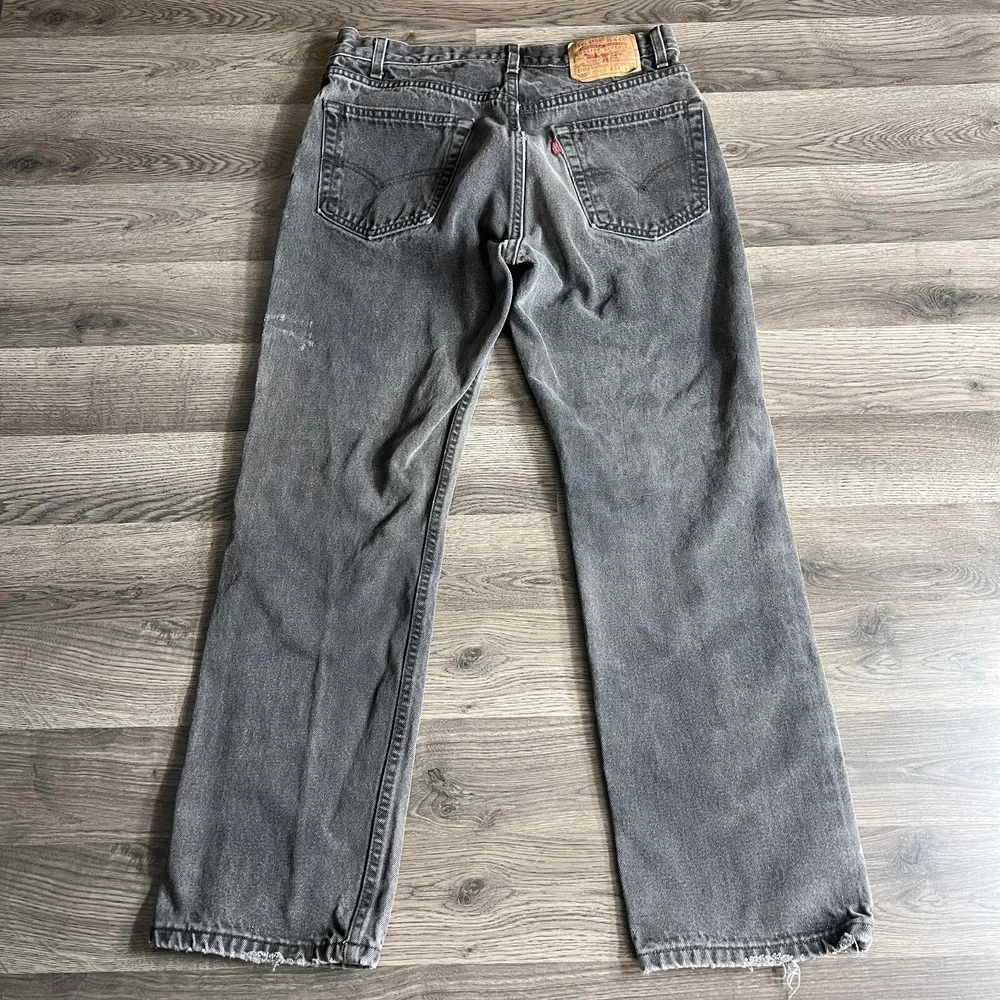 VTG Levis 505 Jeans Fits 32x28.5 Regular Fit Black Denim Faded Grunge Distressed